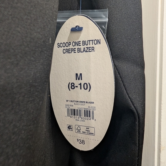 Scoop One-Button Crepe Blazer – Black | Size Medium | NWT - Picture 2 of 6